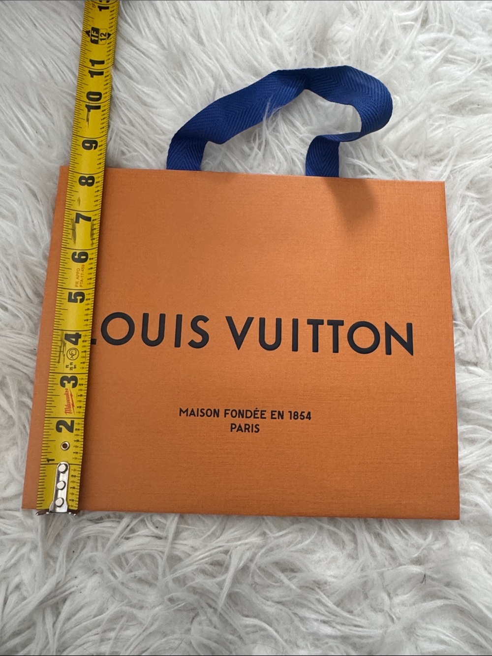 Louis Vuitton Orange Shopping Bag with Blue Handles - Picture 3 of 5